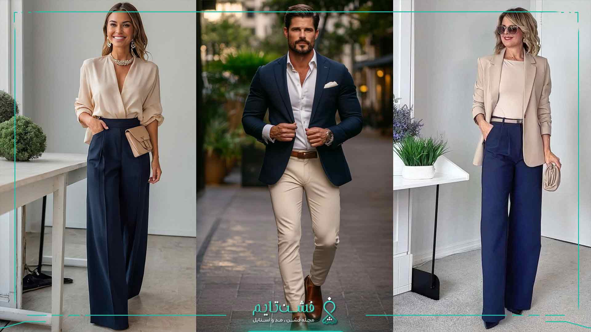سرمه ای با رنگ کرم و بژ