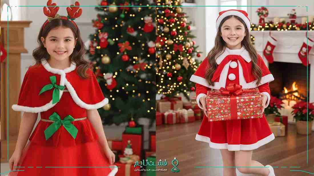 شنل کریسمسی دخترانه